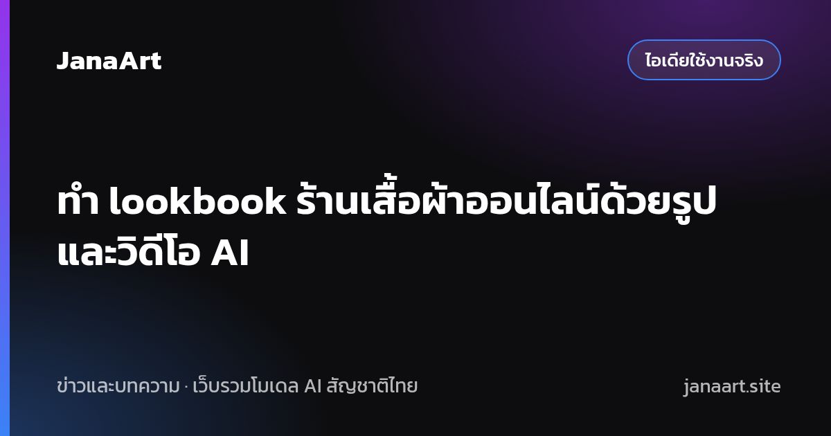 ทำ lookbook ร้านเสื้อผ้าออนไลน์ด้วยรูปและวิดีโอ AI