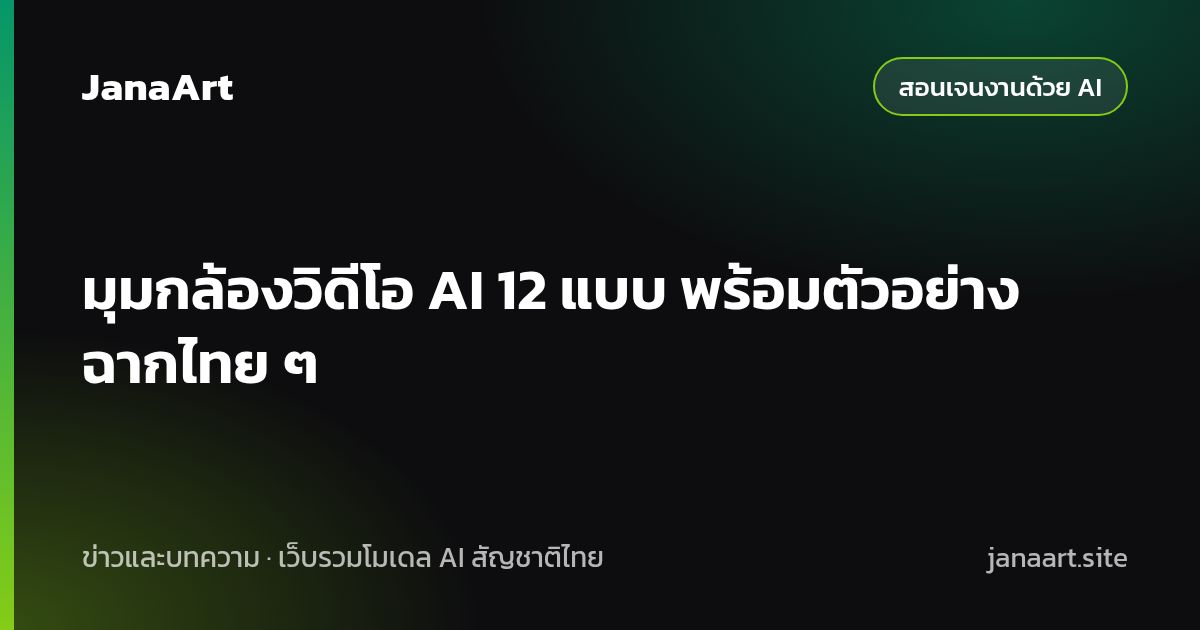มุมกล้องวิดีโอ AI 12 แบบ พร้อมตัวอย่างฉากไทย ๆ